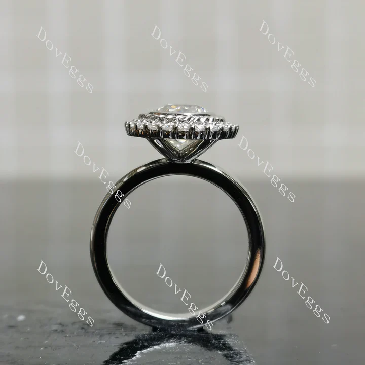 Doveggs bezel halo engagement ring semi-mount only(Exclusively to DovEggs Stones)