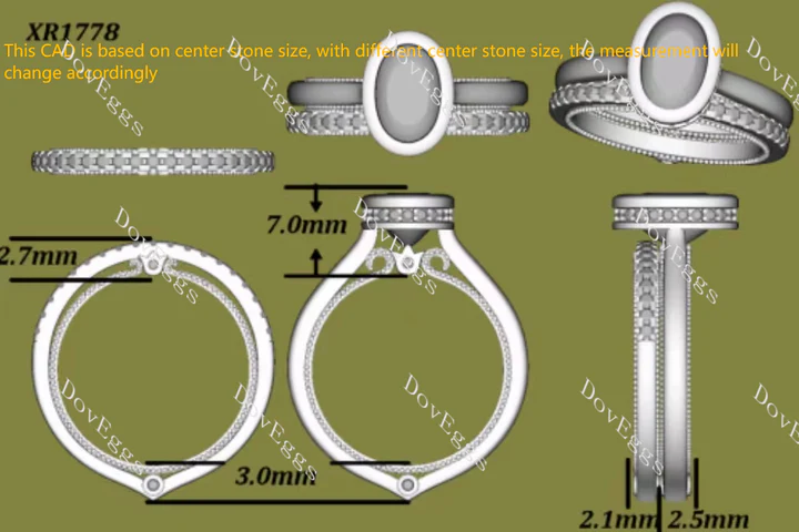 Doveggs bezel vintage engagement ring semi-mount only(Exclusively to DovEggs Stones)