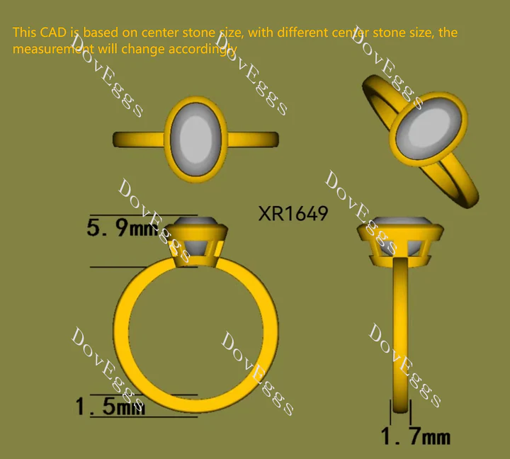 Doveggs solitaire bezel engagement ring semi-mount only(Exclusively to DovEggs Stones)