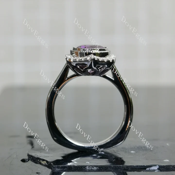 Doveggs flower shape halo engagement ring semi-mount only(Exclusively to DovEggs Stones)