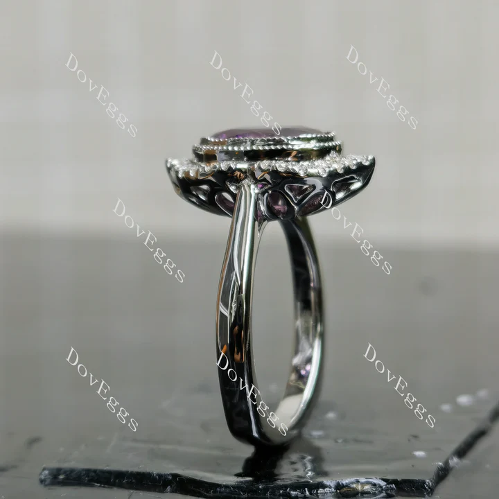 Doveggs flower shape halo engagement ring semi-mount only(Exclusively to DovEggs Stones)