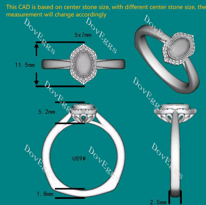 Doveggs flower shape halo engagement ring semi-mount only(Exclusively to DovEggs Stones)