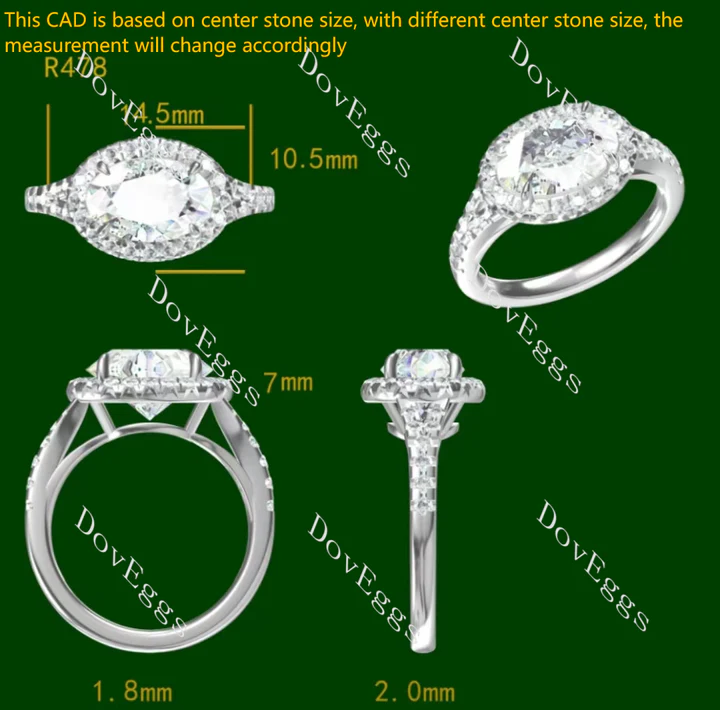 Doveggs halo engagement ring semi-mount only(Exclusively to DovEggs Stones)