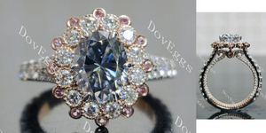 Doveggs halo floral vintage engagement ring semi-mount only(Exclusively to DovEggs Stones)