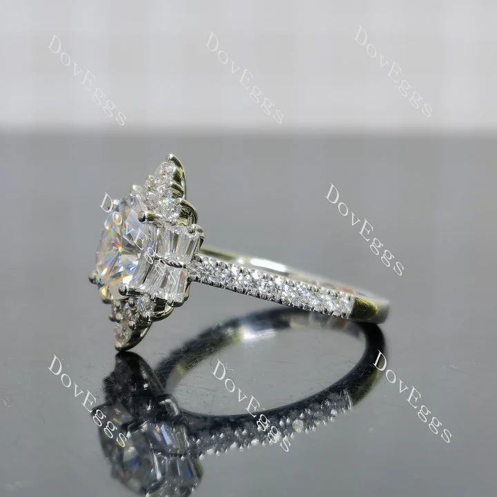 Doveggs halo pave half eternity engagement ring semi-mount only(Exclusively to DovEggs Stones)