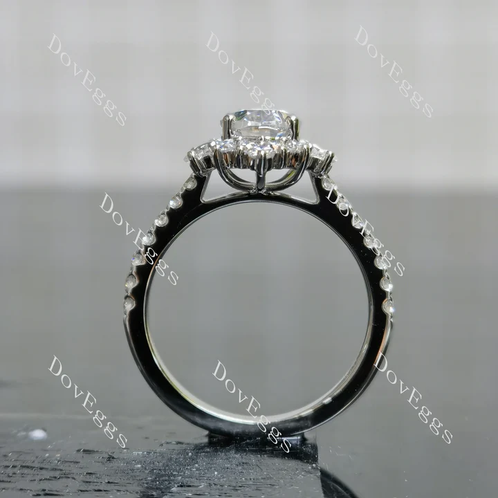 Doveggs halo pave half eternity engagement ring semi-mount only(Exclusively to DovEggs Stones)