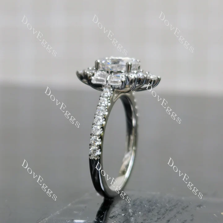 Doveggs halo pave half eternity engagement ring semi-mount only(Exclusively to DovEggs Stones)