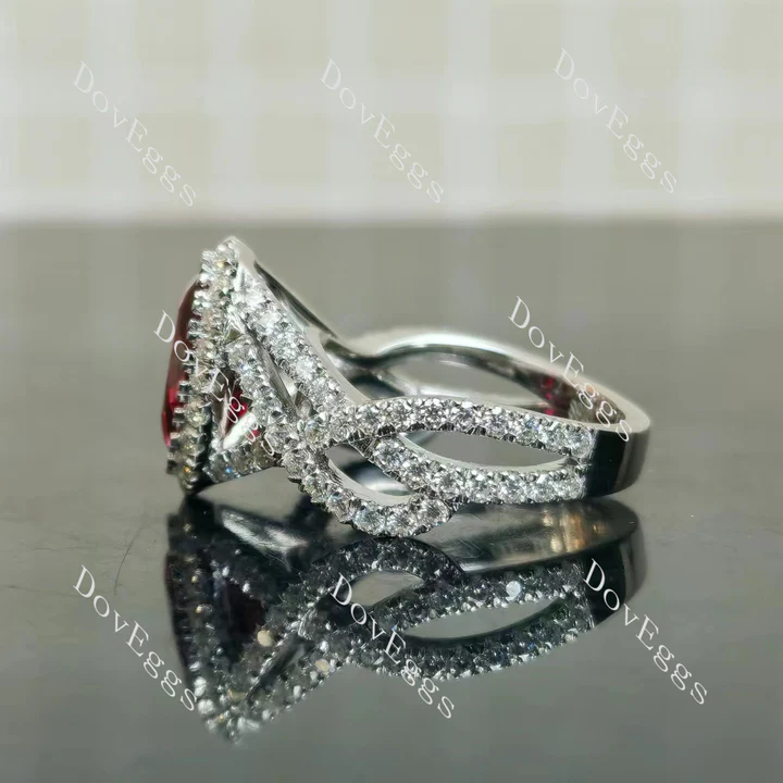 Doveggs halo split shanks engagement ring semi-mount only(Exclusively to DovEggs Stones)