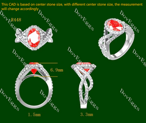 Doveggs halo split shanks engagement ring semi-mount only(Exclusively to DovEggs Stones)