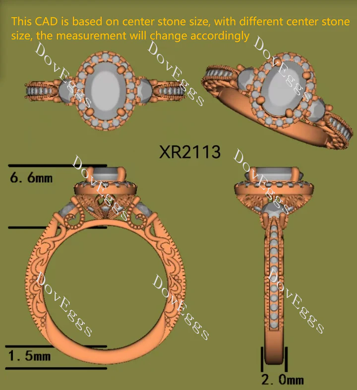 Doveggs vintage halo engagement ring semi-mount only(Exclusively to DovEggs Stones)