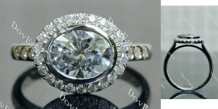 Doveggs bezel halo engagement ring semi-mount only(Exclusively to DovEggs Stones)