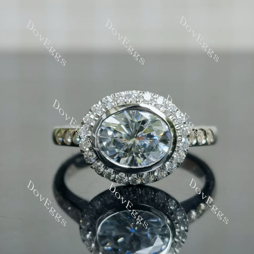 Doveggs bezel halo engagement ring semi-mount only(Exclusively to DovEggs Stones)