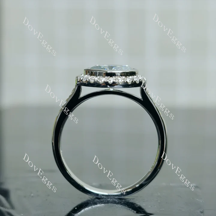 Doveggs bezel halo engagement ring semi-mount only(Exclusively to DovEggs Stones)