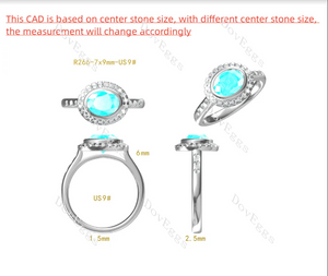 Doveggs bezel halo engagement ring semi-mount only(Exclusively to DovEggs Stones)