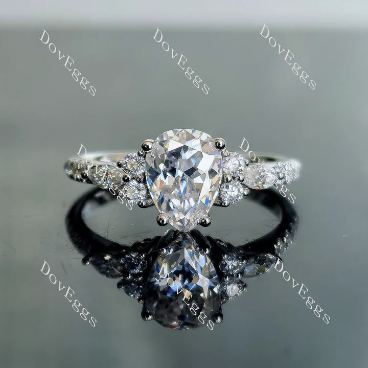 Doveggs pave side stones engagement ring semi-mount only(Exclusively to DovEggs Stones)