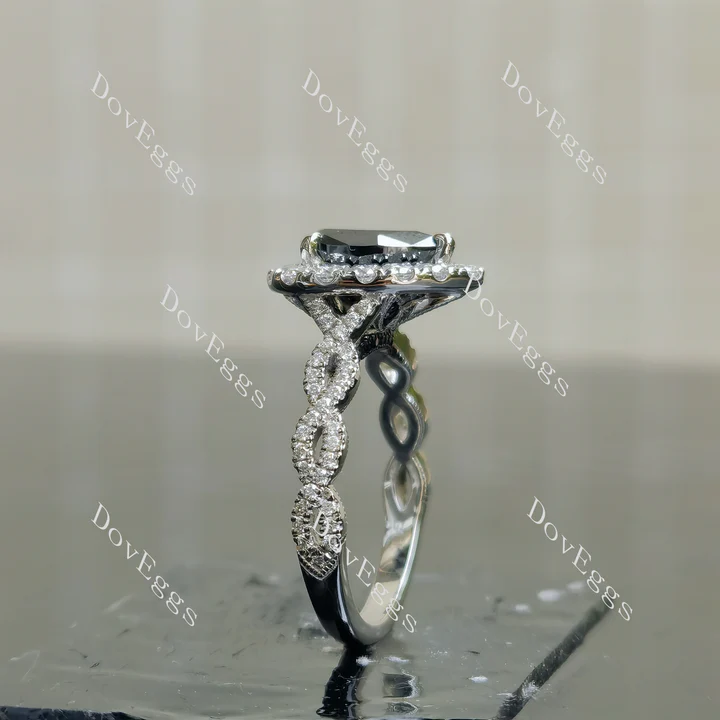 Doveggs pave halo engagement ring semi-mount only(Exclusively to DovEggs Stones)