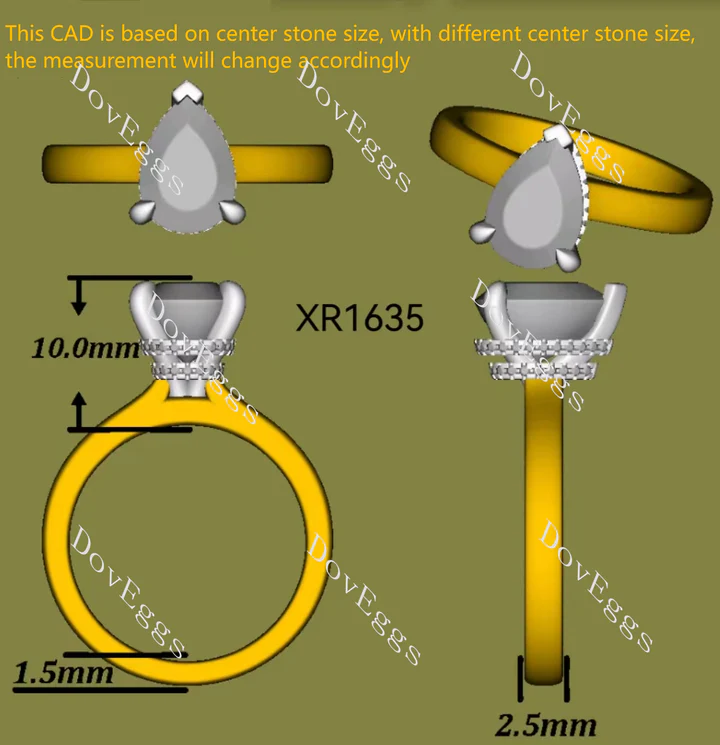 Doveggs pave hidden halo engagement ring semi-mount only(Exclusively to DovEggs Stones)