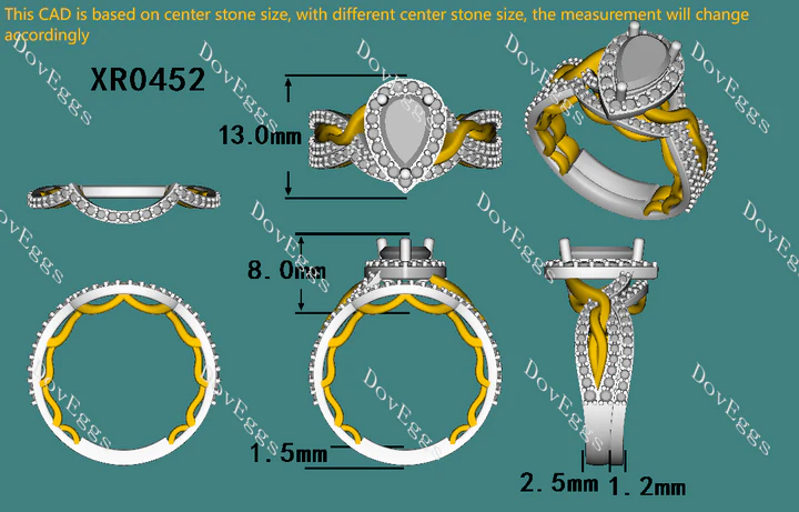 Doveggs pave halo engagement ring semi-mount only(Exclusively to DovEggs Stones)