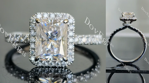 DovEggs half eternity pave halo engagement ring only semi-mount only(Exclusively to DovEggs Stones)