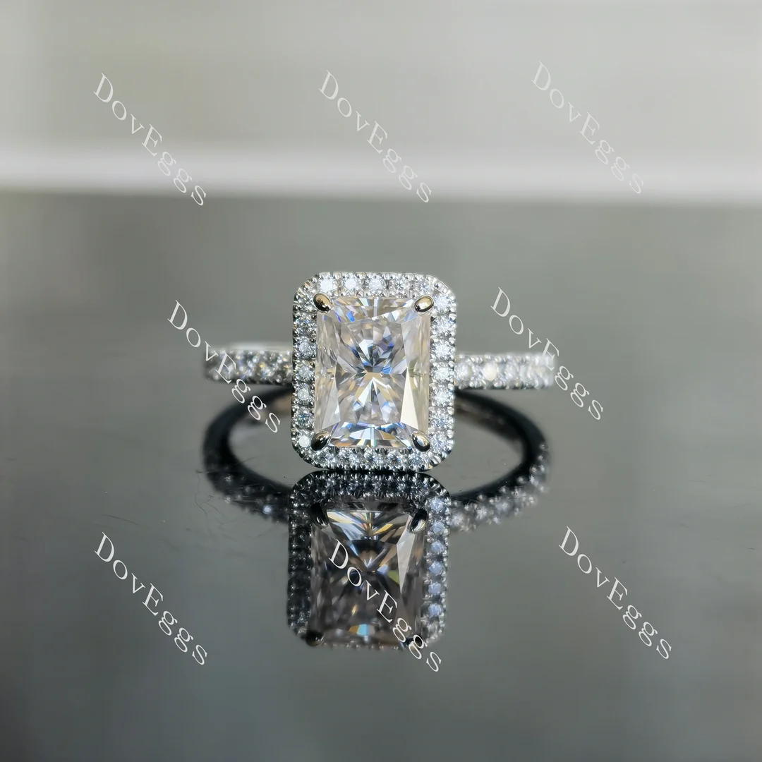 DovEggs half eternity pave halo engagement ring only semi-mount only(Exclusively to DovEggs Stones)