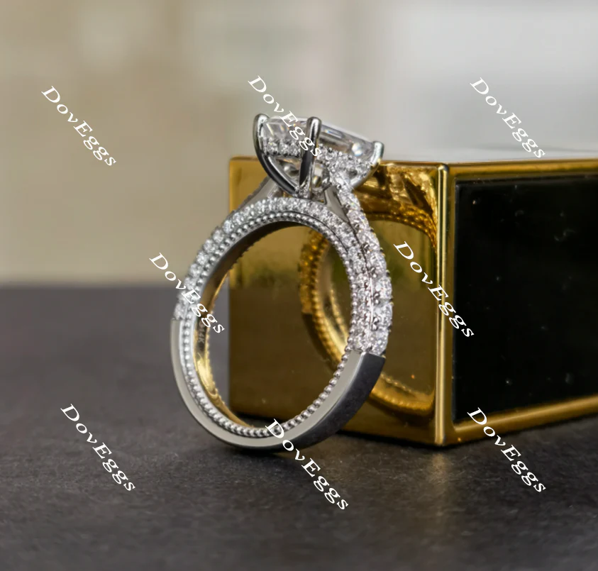 DovEggs half eternity pave engagement ring only semi-mount only(Exclusively to DovEggs Stones)