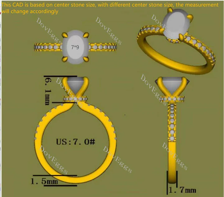 DovEggs half eternity pave engagement ring only semi-mount only(Exclusively to DovEggs Stones)