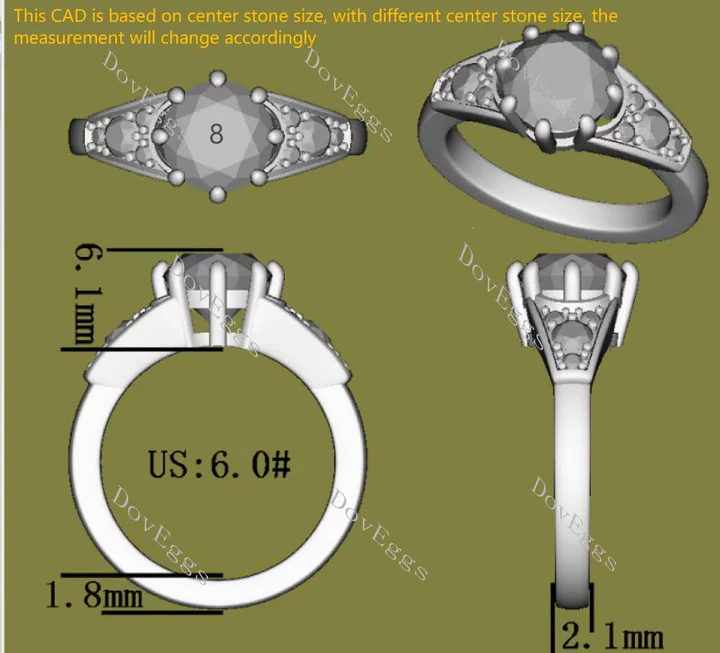 DovEggs art deco engagement ring only semi-mount only(Exclusively to DovEggs Stones)