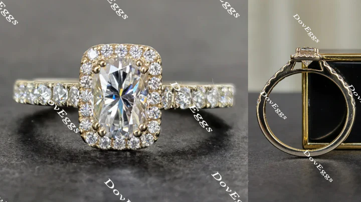 Doveggs pave halo engagement ring only semi-mount only(Exclusively to DovEggs Stones)