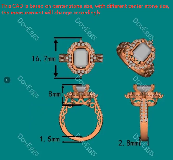 The Isabela halo pave vintage engagement ring only semi-mount only(Exclusively to DovEggs Stones)