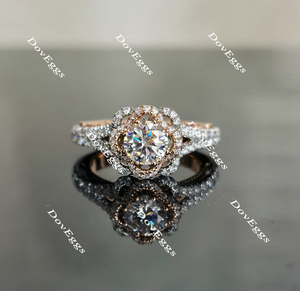 Doveggs flower shape pave engagement ring only semi-mount only(Exclusively to DovEggs Stones)