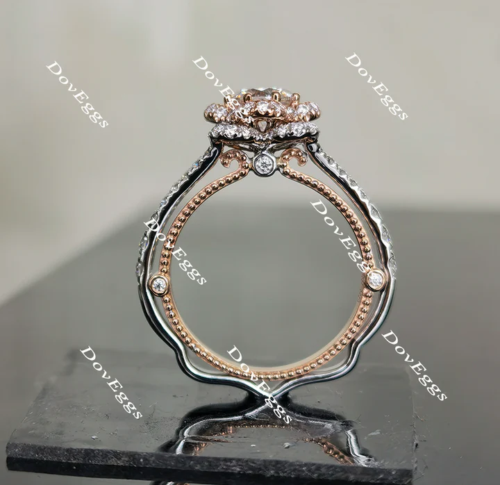 Doveggs flower shape pave engagement ring only semi-mount only(Exclusively to DovEggs Stones)