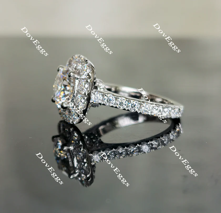 Doveggs pave halo floral engagement ring only semi-mount only(Exclusively to DovEggs Stones)