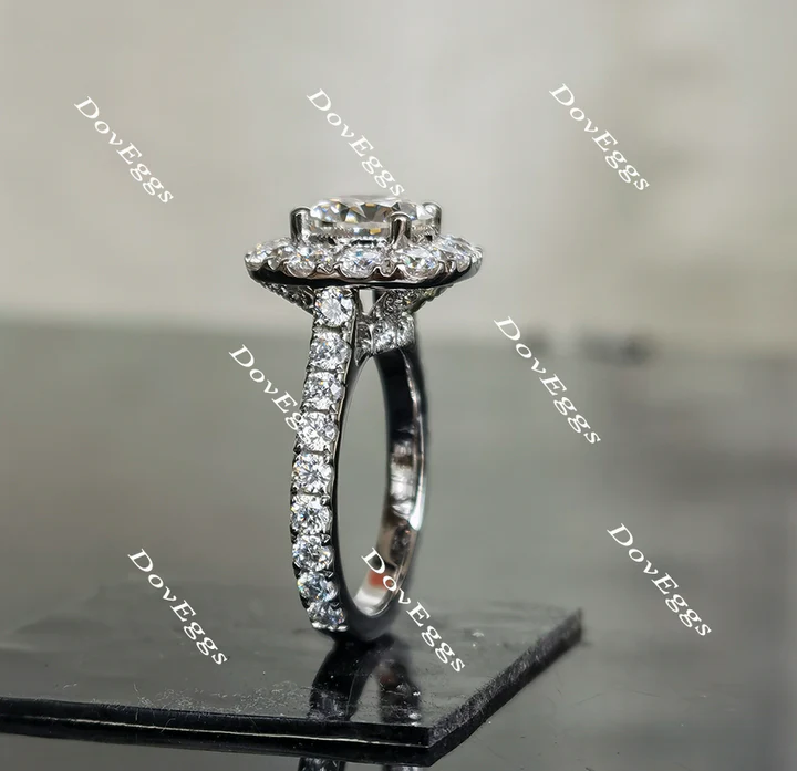 Doveggs pave halo floral engagement ring only semi-mount only(Exclusively to DovEggs Stones)