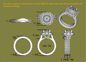 Doveggs pave halo floral engagement ring only semi-mount only(Exclusively to DovEggs Stones)