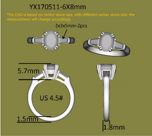 Doveggs three-stone engagement ring only semi-mount only(Exclusively to DovEggs Stones)