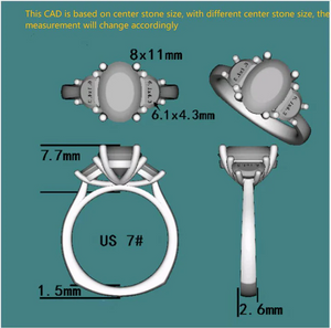 Doveggs three stone engagement ring only semi-mount only(Exclusively to DovEggs Stones)