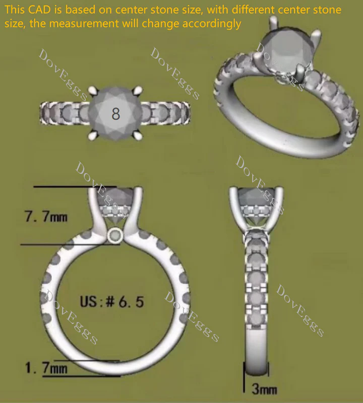 Doveggs pave engagement ring only semi-mount only(Exclusively to DovEggs Stones)