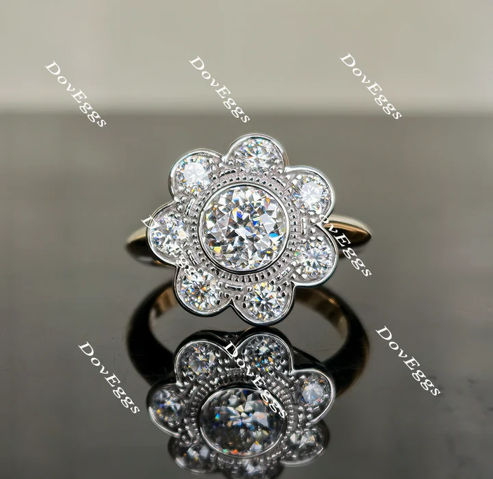 Doveggs flower shape engagement ring only semi-mount only(Exclusively to DovEggs Stones)