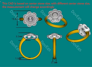 Doveggs flower shape engagement ring only semi-mount only(Exclusively to DovEggs Stones)