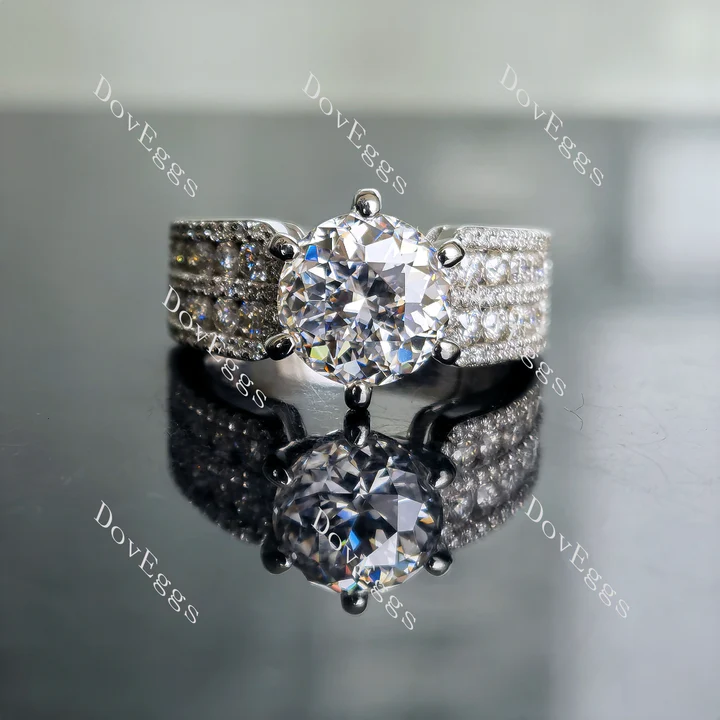 Doveggs half eternity pave engagement ring only semi-mount only(Exclusively to DovEggs Stones)