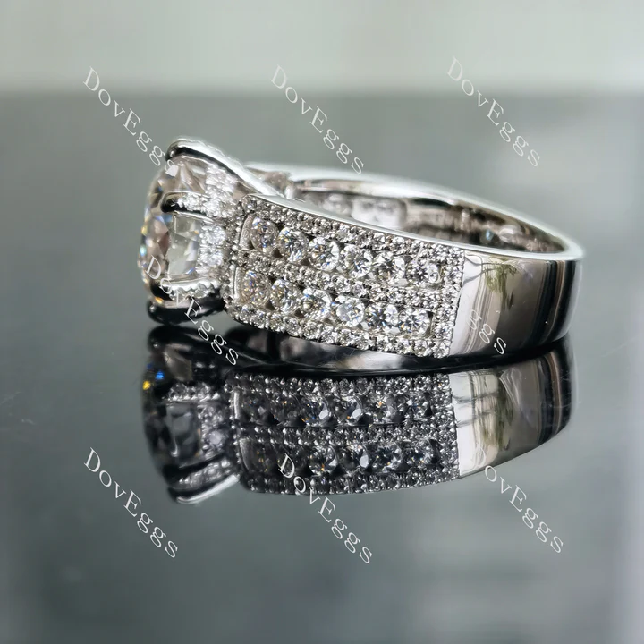 Doveggs half eternity pave engagement ring only semi-mount only(Exclusively to DovEggs Stones)