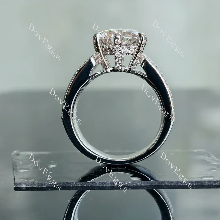 Doveggs half eternity pave engagement ring only semi-mount only(Exclusively to DovEggs Stones)