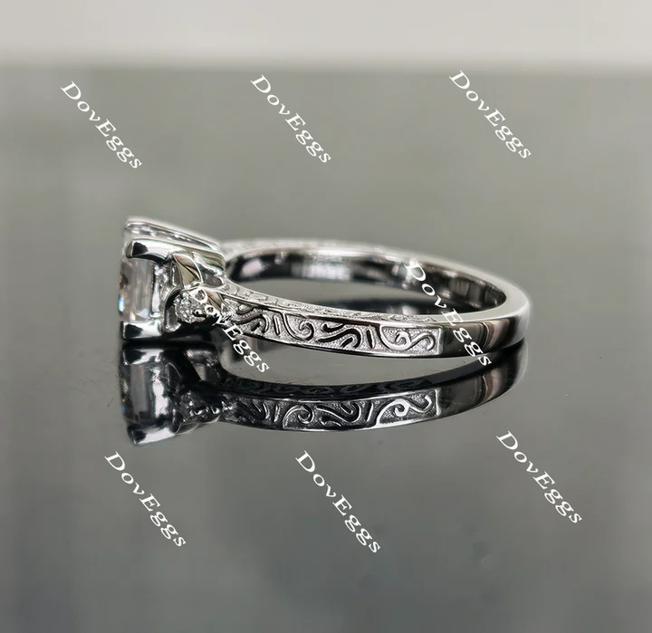 Doveggs side stones carved vintage engagement ring only semi-mount only(Exclusively to DovEggs Stones)