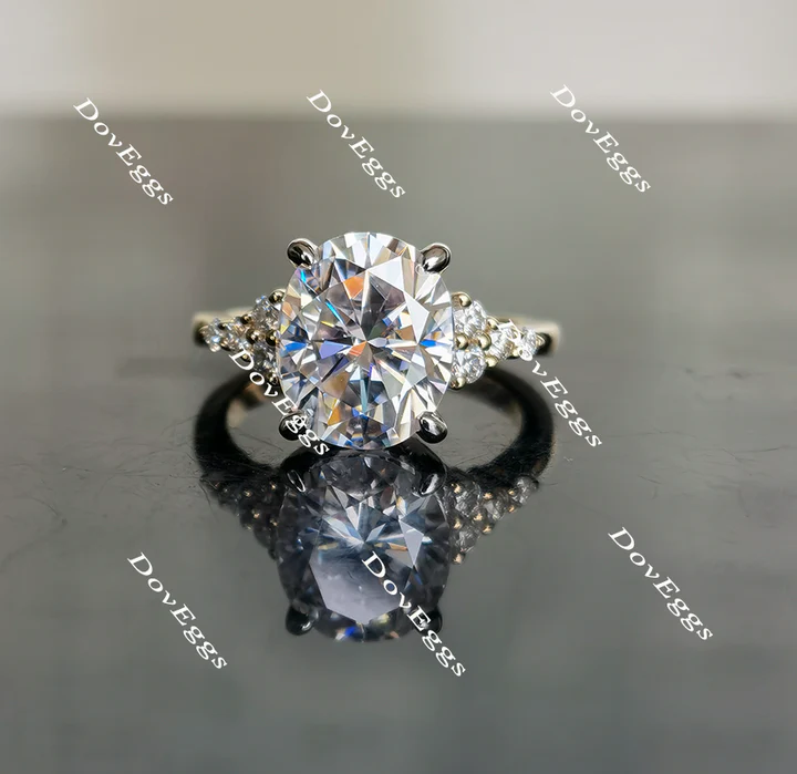 Sandra Oval side stone engagement ring only semi-mount only(Exclusively to DovEggs Stones)