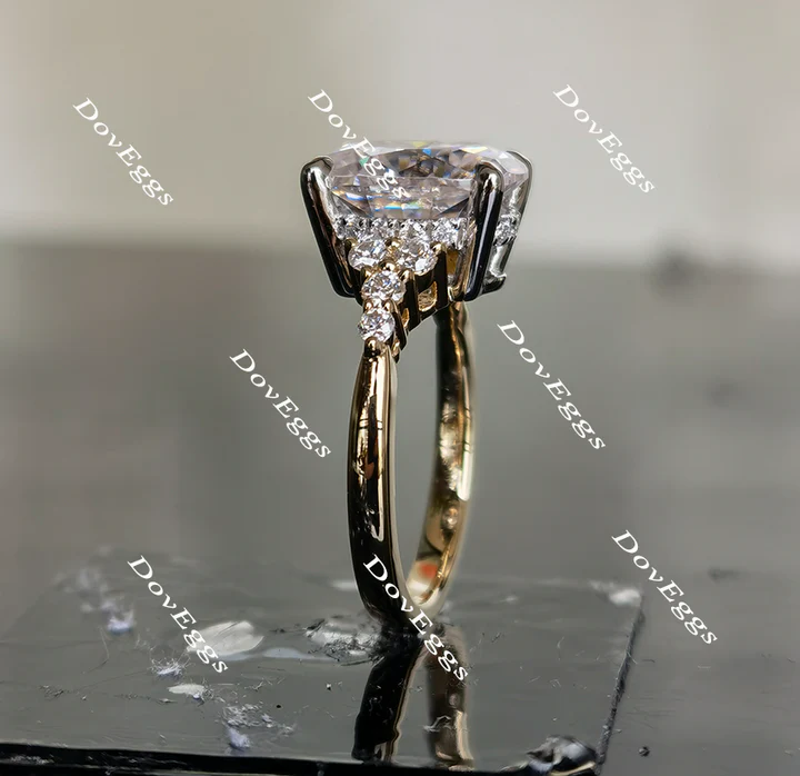 Sandra Oval side stone engagement ring only semi-mount only(Exclusively to DovEggs Stones)