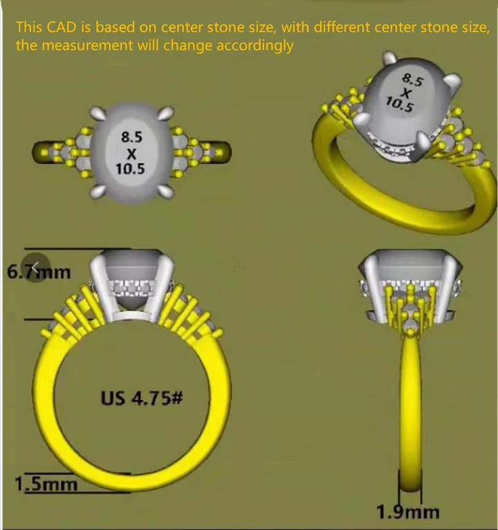 Sandra Oval side stone engagement ring only semi-mount only(Exclusively to DovEggs Stones)