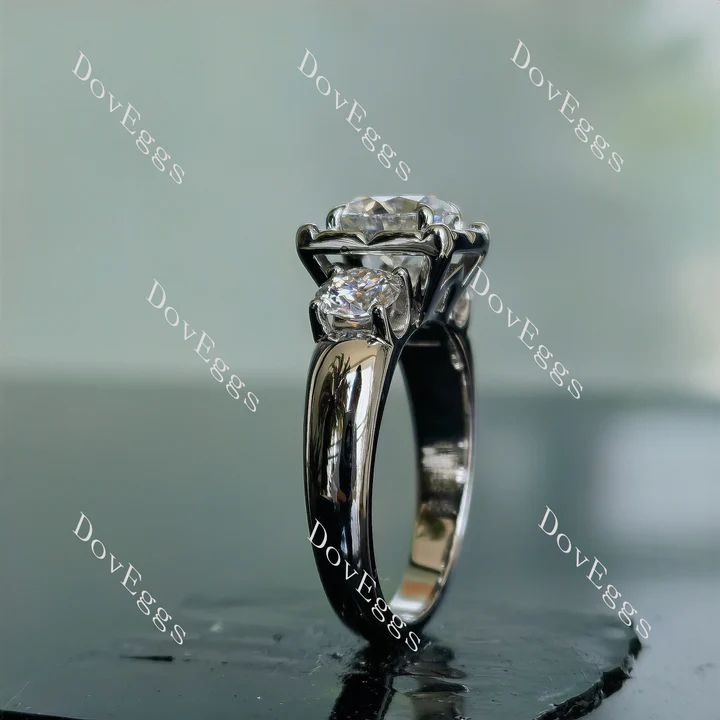 Doveggs three stones engagement ring only semi-mount only(Exclusively to DovEggs Stones)