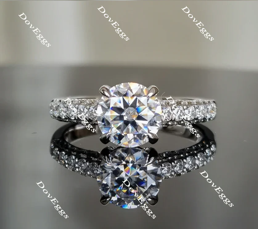 Doveggs half eternity pave engagement ring only semi-mount only(Exclusively to DovEggs Stones)