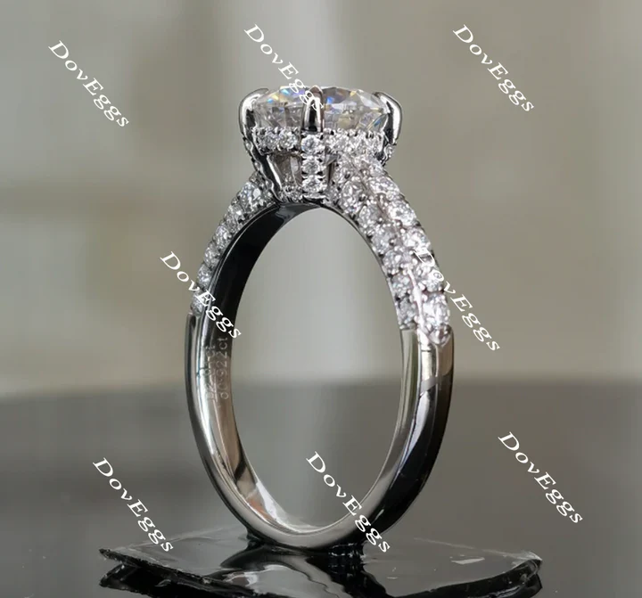 Doveggs half eternity pave engagement ring only semi-mount only(Exclusively to DovEggs Stones)