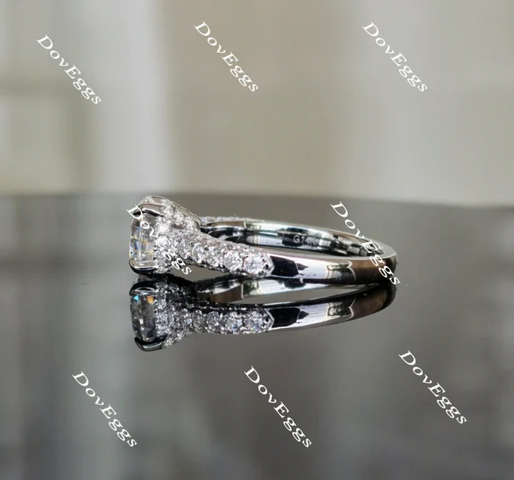 Doveggs half eternity pave engagement ring only semi-mount only(Exclusively to DovEggs Stones)